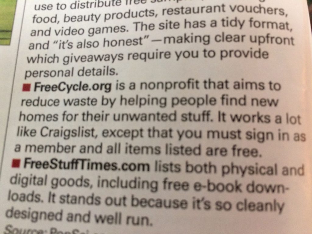 The Week Finding Free Stuff Online Freecycle Newswire